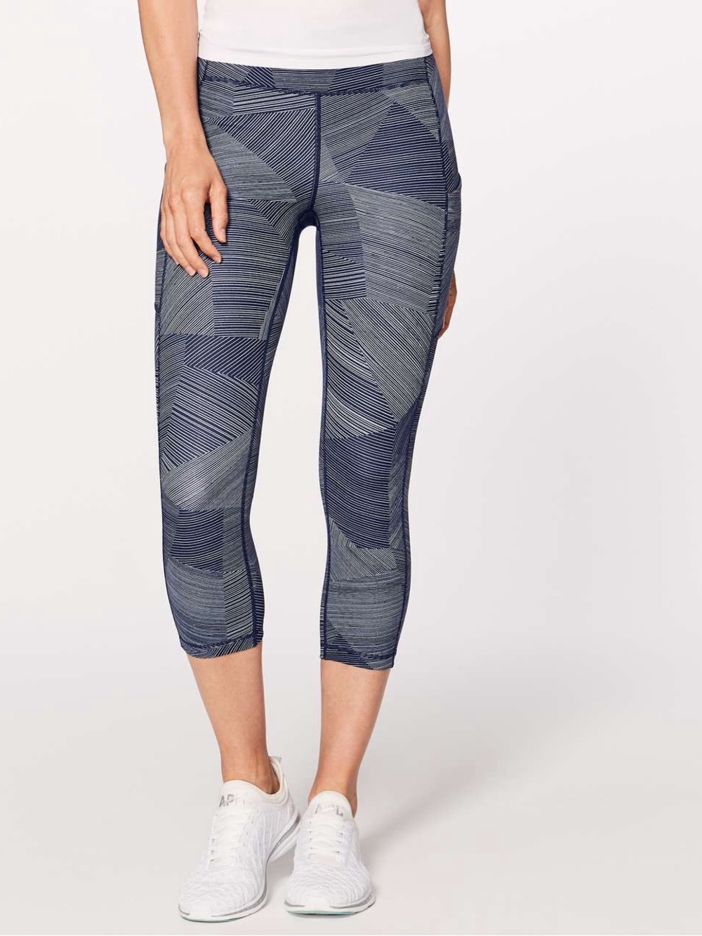 🌿 Lululemon Speed Up Crop 21" Etch Hail Midnight Navy Leggings Size 6